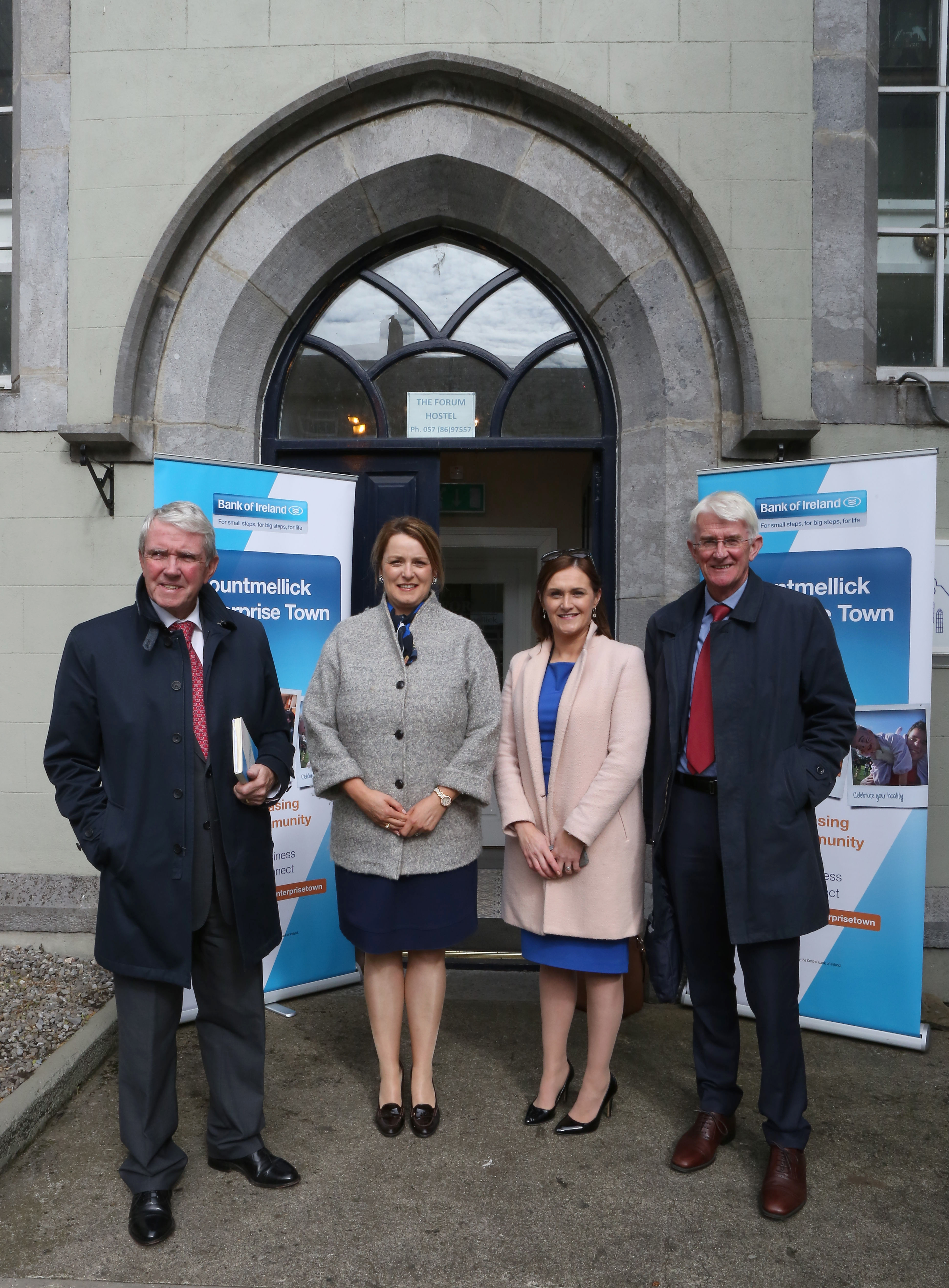Judges are welcomed by Maria Harris L to R: Eddie Breen (Judge), Maeve Lalor (Judge), Maria Harris (Bank of Ireland), Tom Dowling (Judge).