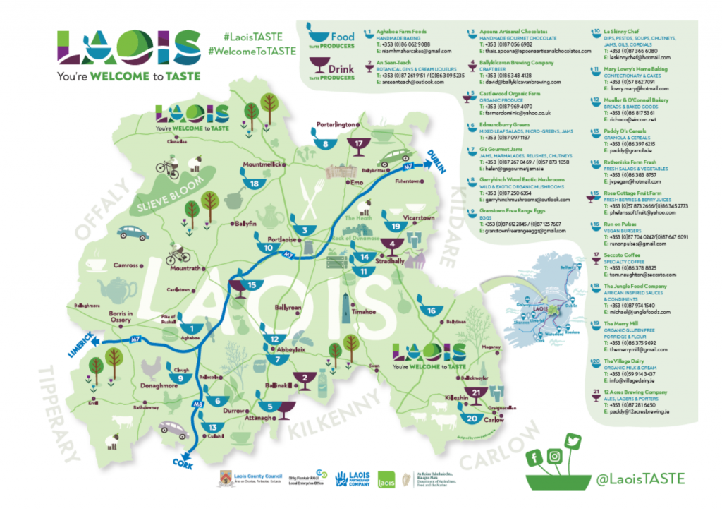 Laois TASTE Food and Drink Producers Map