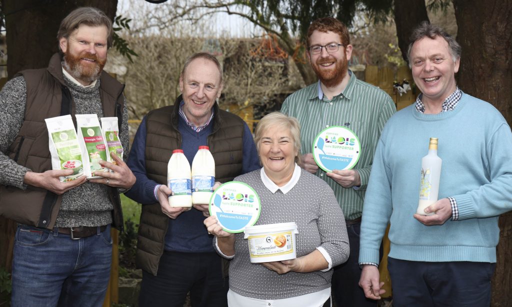 Producers at The Pantry, Portlaoise for the launch of the Laois TASTE Provenance Scheme, from left: Kevin Scully, The Merry Mill; Noel Barcoe, Village Dairy; Laois TASTE chairperson Helen Gee, GÕs Gourmet Jams; Mark Healy, The Pantry and Brian Brennan, BrennanÕs Old House Gin.